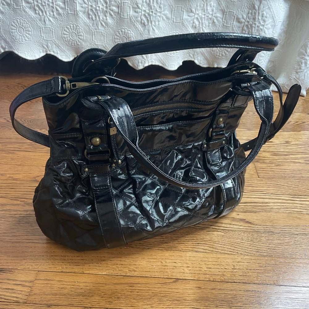 Huge Black Satchel with handles and removable shoulder strap crossbody